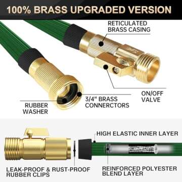 Durable 50ft Garden Water Hose with 10 Spray Nozzle