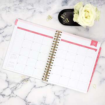 Day Designer for Blue Sky 2020-2021 Academic Year Daily & Monthly Planner, Frosted Flexible Cover, Twin-Wire Binding, 8" x 10", Black Stripe (120053)