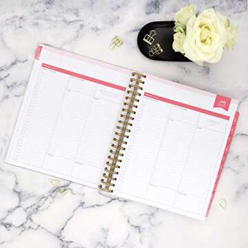 Day Designer for Blue Sky 2020-2021 Academic Year Daily & Monthly Planner, Frosted Flexible Cover, Twin-Wire Binding, 8" x 10", Black Stripe (120053)