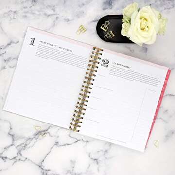 Day Designer for Blue Sky 2020-2021 Academic Year Daily & Monthly Planner, Frosted Flexible Cover, Twin-Wire Binding, 8" x 10", Black Stripe (120053)