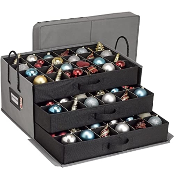 HOLDN’ STORAGE Christmas Ornament Storage Box - Protect and Organize 72 Ornaments with Removable T...