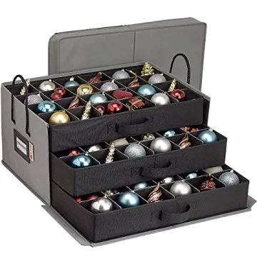 HOLDN’ STORAGE Christmas Ornament Storage Box - Protect and Organize 72 Ornaments with Removable T...