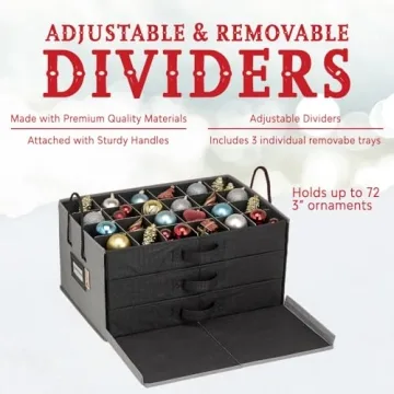 HOLDN’ STORAGE Christmas Ornament Box - Organize 72 Ornaments
