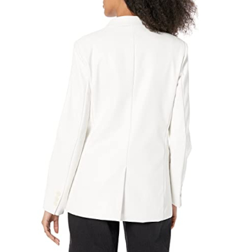 The Drop Women's Anouk Faux Leather Blazer - Ivory