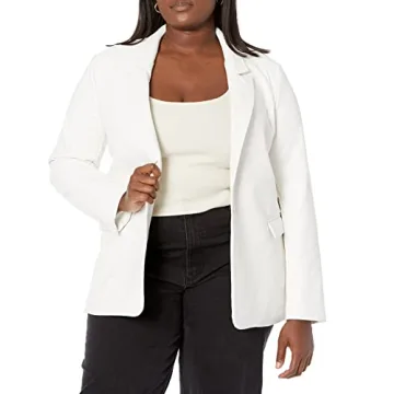 The Drop Women's Anouk Faux Leather Blazer - Ivory