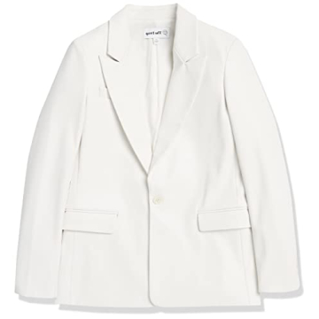 The Drop Women's Anouk Faux Leather Blazer - Ivory