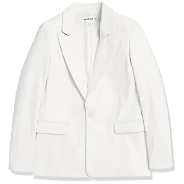 The Drop Women's Anouk Faux Leather Blazer - Ivory