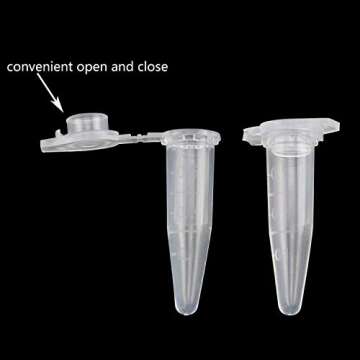 Tegg Centrifuge Tubes 200PCS 0.5 ml Clear Graduated Polypropylene Microcentrifuge Vials Tubes with A...