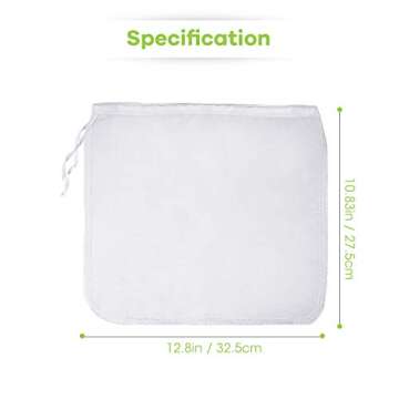 AIEVE Nut Milk Bag, 2 Pack 12"x12" Reusable Nut Bags Fine Mesh Strainer Bag Nut Milk Maker Cheese Cloths Filter Bag for Straining Almond Milk Cheese Tea Yogurt Juices Wine Soup Herbs