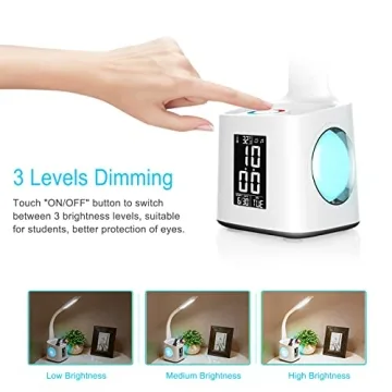 Wanjiaone Desk Lamp with USB, Clock, Color Night Light