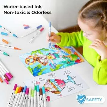 Ohuhu Markers for Adult Coloring Books No Bleeding 100 Colors Coloring Markers Water-based Dual Tips Fineliner & Brush Drawing Pens Art Markers for Kids Adults Sketch Journal - Maui - White