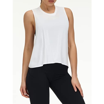 Gym People Women's Cross Back Workout Tank Top White