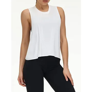 Gym People Women's Cross Back Workout Tank Top White