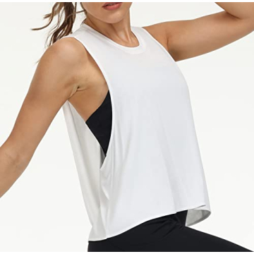 Gym People Women's Cross Back Workout Tank Top White