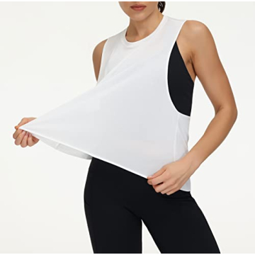 Gym People Women's Cross Back Workout Tank Top White