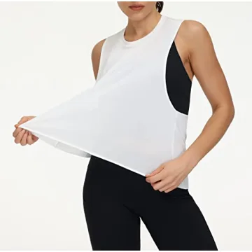 Gym People Women's Cross Back Workout Tank Top White