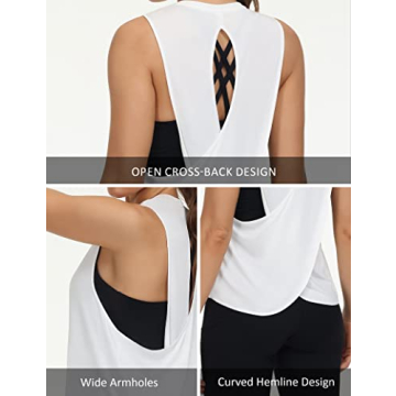 Gym People Women's Cross Back Workout Tank Top White