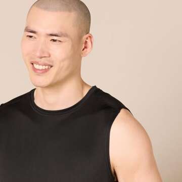 Amazon Essentials Tech Stretch Mens Muscle Shirt, Black, Large