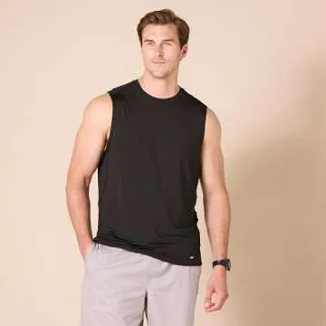 Amazon Essentials Tech Stretch Mens Muscle Shirt, Black, Large