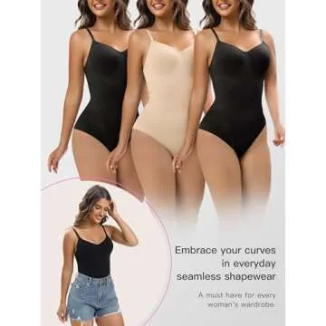 YIANNA Shapewear for Women Tummy Control Bodysuit Seamless Sculpting Snatched Waist Body Suit Brief,YA5213-Black-L/XL