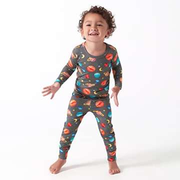 Gerber Unisex Baby Toddler Buttery Soft 2-Piece Snug Fit Pajamas with Viscose Made from Eucalyptus, Space, 2T