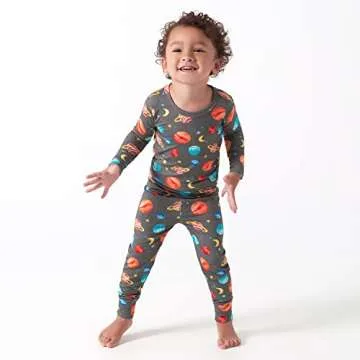 Gerber Unisex Baby Toddler Buttery Soft 2-Piece Snug Fit Pajamas with Viscose Made from Eucalyptus, Space, 2T