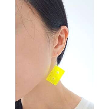CutieJewelry Cassette Tape Dangle Cute Pretty Earrings (Goldish Yellow)