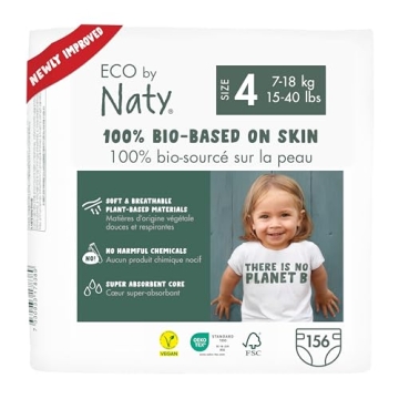 Eco by Naty Eco-Friendly Baby Diapers - 100% Plant-Based Materials on Skin, Soft, for Sensitive Skin...