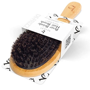 Boar Bristle Hair Brush - Smoothing Soft Bristle Brush for Men, Women & Kids, Bamboo and 100% Boar B...