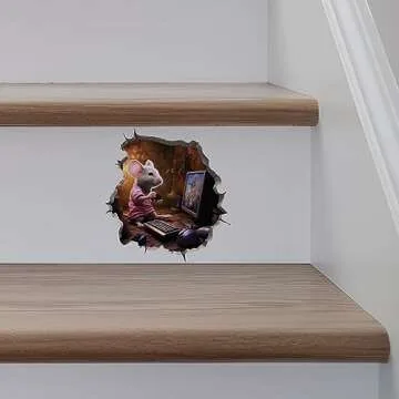 Gaming Mouse in Mouse Hole Decal - Mouse Hole 3D Wall Sticker