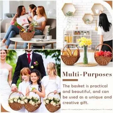 Willinglong Wicker Flower Girl Baskets - Versatile for Weddings