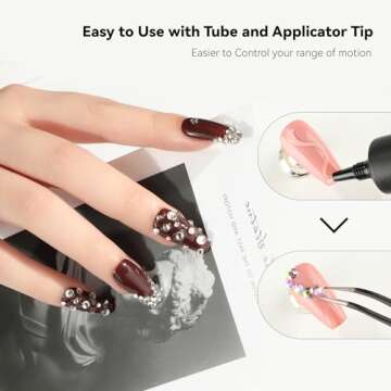 UNA GELLA Nail Art Rhinestone Glue Gel& 2000+Pcs Flatback Nail Gems Charms Accessories Kit 15g Nail Rhinestone Gel Glue(UV/LED Needed) Flat-back Round Crystal Gemstones with Pickup Pencil And Tweezer