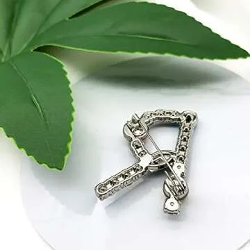 XGALBLA Letters R Plated Metal Stone Clear Colorful Crystal Lapel Pin Brooches Collar(Silver Tone)