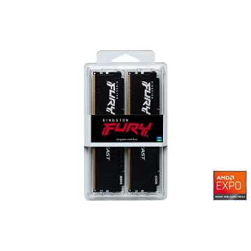 Kingston FURY Beast 32GB (2x16GB) 5600MT/s DDR5 CL36 Desktop Memory Kit of 2 | AMD EXPO | Plug N Play | KF556C36BBEK2-32