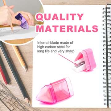 Sonuimy Manual Pencil Sharpeners with Eraser, Compact Small Colored Pencil Sharpener, Handheld Pencil Sharpener for No.2/HB Pencil Kids Adults Students School Class Home Office (Built-in Eraser)