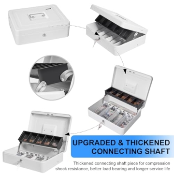 Durable Sgorlds Cash Box with Locks & Money Tray