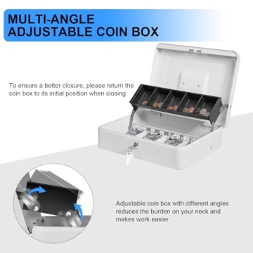 Durable Sgorlds Cash Box with Locks & Money Tray