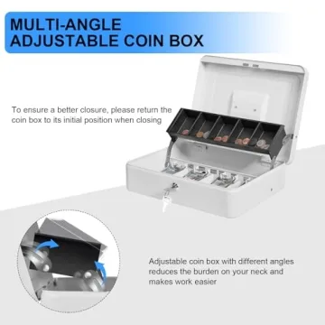 Durable Sgorlds Cash Box with Locks & Money Tray