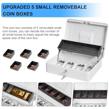 Durable Sgorlds Cash Box with Locks & Money Tray