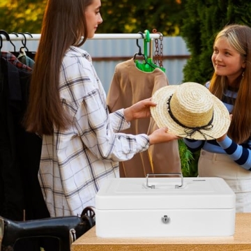 Durable Sgorlds Cash Box with Locks & Money Tray