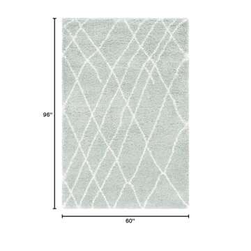 Rugs.com Soft Touch Shag Collection Area Rug – 5x8 Sage Green Shag Rug Perfect for Bedrooms, Dinin...
