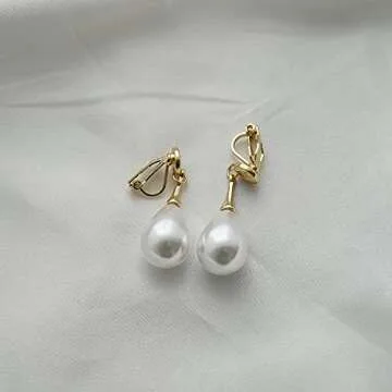 Big Teardrop Pearl Clip-on Earrings for Elegant Style