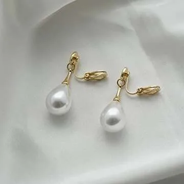 Big Teardrop Pearl Clip-on Earrings for Elegant Style
