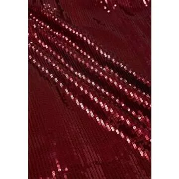 CHICWISH Sequins Tulle Skirts Elastic Waist Mesh Midi Holiday Flowy Layered Red Skirt