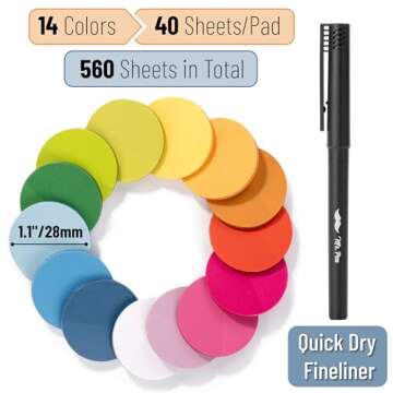Mr. Pen- Transparent Sticky Notes, 560 Pcs, Assorted Colors, Round Translucent Sticky Notes, Sticky ...