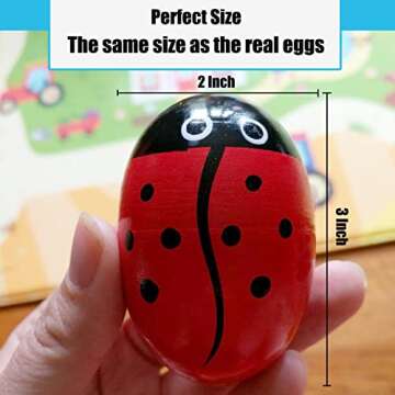 LHYCS 8PCS Wooden Percussion Eggs - Colorful Musical Easter Maracas Egg Shakers