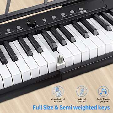 88 Key Digital Piano | Semi Weighted Keyboard with Bluetooth, MIDI, Music Stand