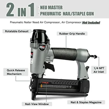 NEU MASTER Pneumatic Brad Nailer - Versatile 2-in-1 Tool