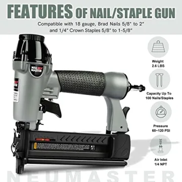 NEU MASTER Pneumatic Brad Nailer - Versatile 2-in-1 Tool
