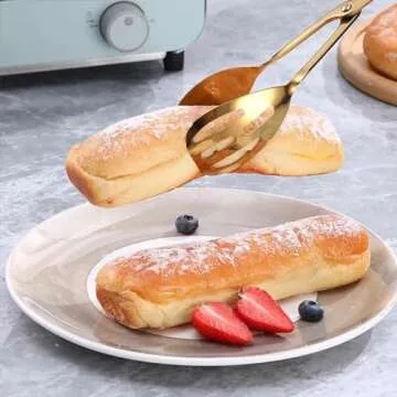 2 Pack Gold Serving Tongs Buffet Tongs for Kitchen Cooking 10 Inch Stainless Steel Salad Tongs Serving Utensils for Wedding Party Catering (Gold)